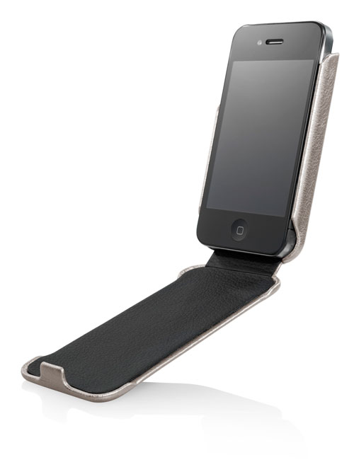 Кожаный чехол книжка Capdase Capparel Protective Case для Apple iPhone 4/4S - серебристый