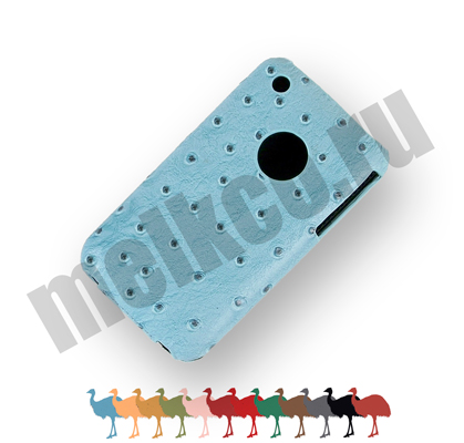 Кожаный чехол, страусиная кожа Melkco Leather Case для Apple iPhone 3GS/3G - JT - голубой