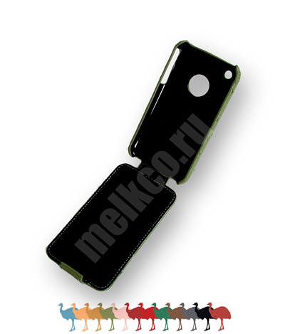 Кожаный чехол, страусиная кожа Melkco Leather Case для Apple iPhone 3GS/3G - JT - оливковый