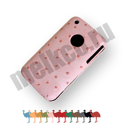 Кожаный чехол, страусиная кожа Melkco Leather Case для Apple iPhone 3GS/3G - JT - розовый