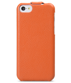 Кожаный чехол книжка фирмы Melkco для Apple iPhone 5C Jacka Type оранжевого цвета