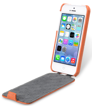 Кожаный чехол книжка фирмы Melkco для Apple iPhone 5C Jacka Type оранжевого цвета