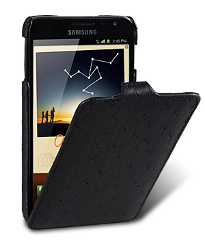 Кожаный чехол, страусиная кожа Melkco для Samsung Galaxy Note GT-N7000 / Note LTE GT-N7005 - JT - чёрный