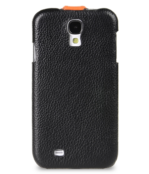 Кожаный чехол Melkco для Samsung Galaxy S4 GT-I9500 - JT Special Edition - черный с оранжевой полосой