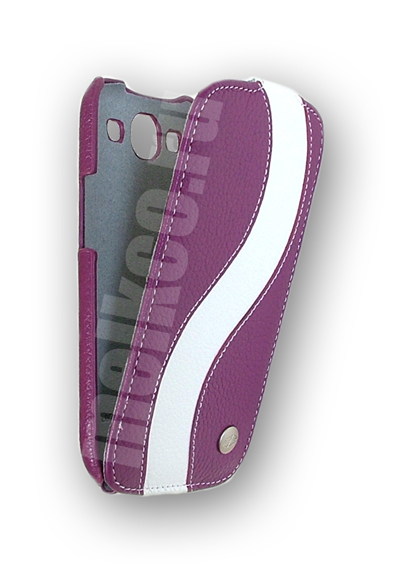 Кожаный чехол Melkco для Samsung Galaxy SIII GT-I9300 - JT SE - сиреневый с белой полосой