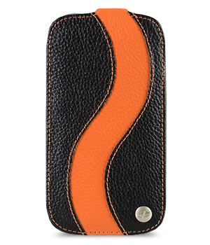 Кожаный чехол Melkco для Samsung Galaxy SIII GT-I9300 - JT SE - чёрный с оранжевой полосой