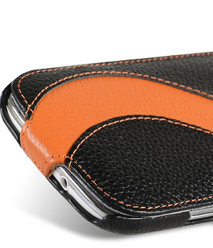 Кожаный чехол Melkco для Samsung Galaxy SIII GT-I9300 - JT SE - чёрный с оранжевой полосой