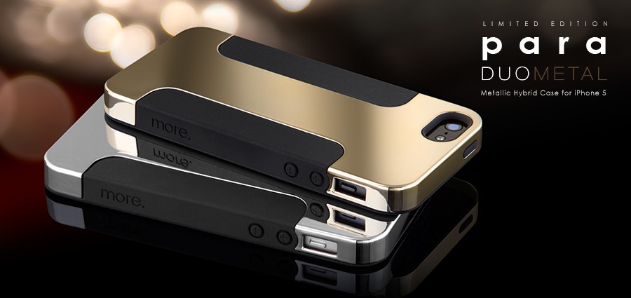 Чехол More Para Duo Metal для Apple iPhone 5/5S - черный с золотистой накладкой