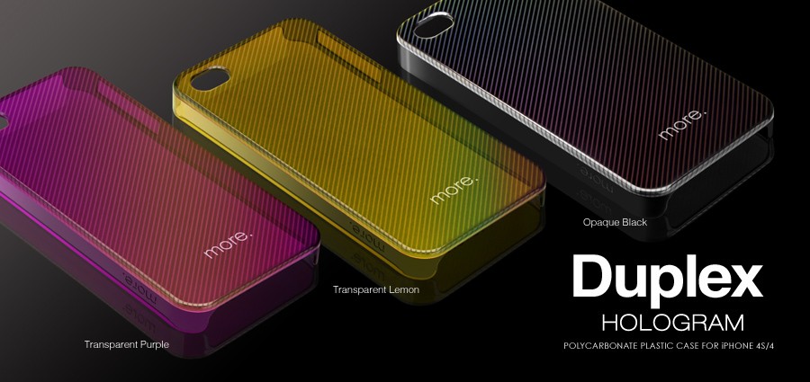 Пластиковый защитный чехол More Duplex Hologram для Apple iPhone 4/4S - прозрачный сиреневый