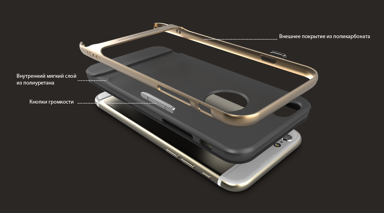 Силиконовый чехол Rock Royce Series для Apple iPhone 6 (4.7") - золотистый
