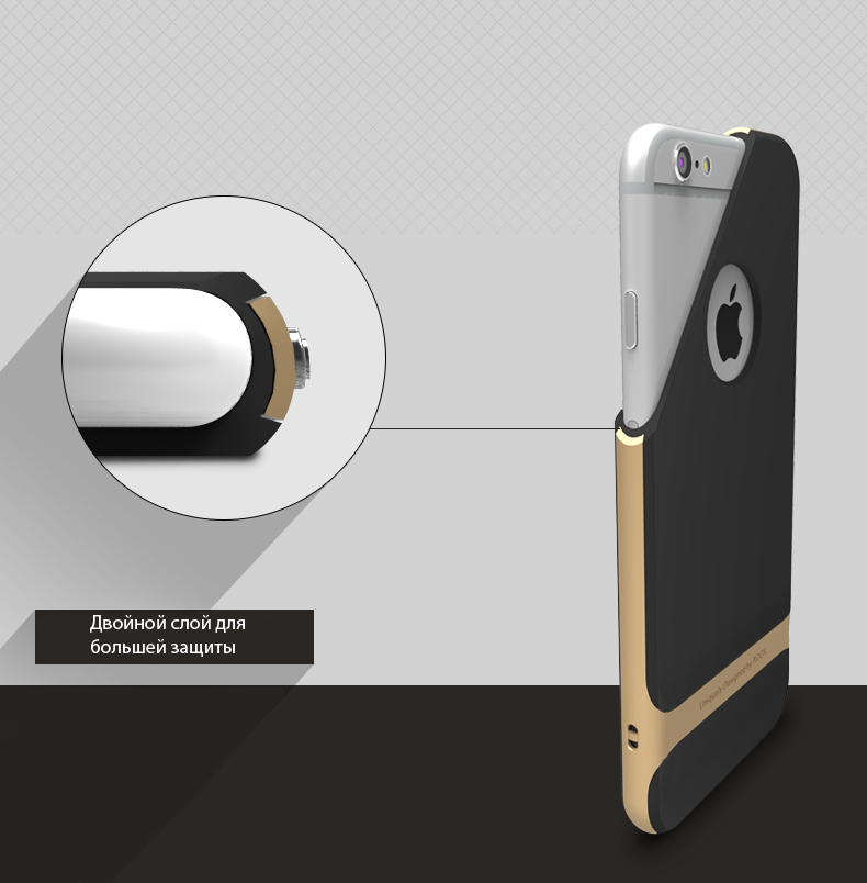 Силиконовый чехол Rock Royce Series для Apple iPhone 6 Plus (5.5") - черно-золотистый