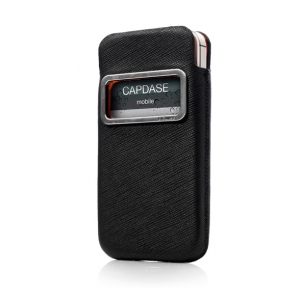 Чехол Capdase id Pocket Luxe для Apple iPhone 4 / 4S - с окошком - чёрный