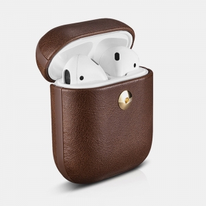 Кожаный чехол IcareR Crazy Horse для Airpods 1/2 Crazy Horse, кофейный