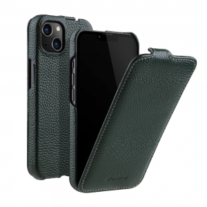 Кожаный чехол флип Melkco Jacka Type для Apple iPhone 15, темно-зеленый