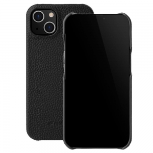 Кожаный чехол накладка Melkco Snap Cover для iPhone 15, черный