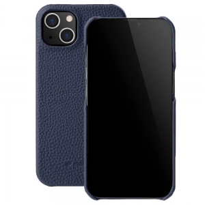 Кожаный чехол накладка Melkco Snap Cover для iPhone 15, темно-синий