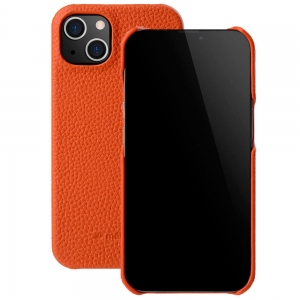 Кожаный чехол накладка Melkco Snap Cover для iPhone 15, оранжевый