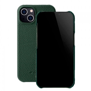 Кожаный чехол накладка Melkco Snap Cover для iPhone 15, темно-зеленый