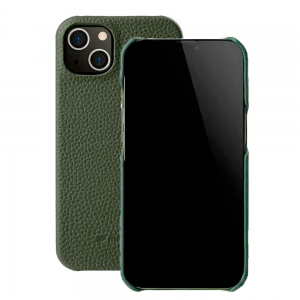 Кожаный чехол накладка Melkco Snap Cover для iPhone 15, зеленый