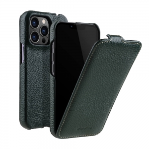Кожаный чехол флип Melkco Jacka Type для Apple iPhone 15 Pro Max, темно-зеленый
