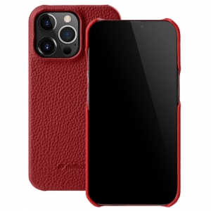 Кожаный чехол накладка Melkco Snap Cover для iPhone 15 Pro, красный