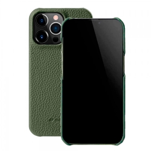 Кожаный чехол накладка Melkco Snap Cover для iPhone 15 Pro Max, зеленый
