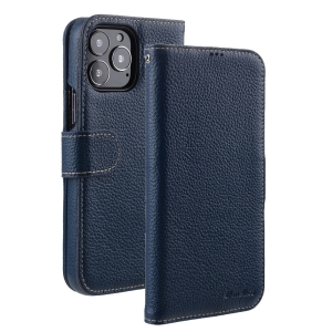 Кожаный чехол книжка Melkco Wallet Book Type для iPhone 15 Pro, темно-синий