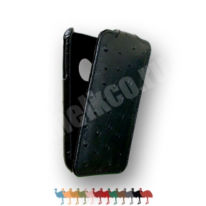 Кожаный чехол, страусиная кожа Melkco для Apple iPhone 3GS/3G - Jacka Type - насыщенный чёрный
