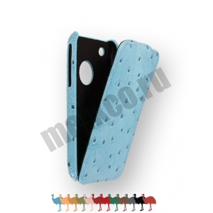   	 	 	 Кожаный чехол, страусиная кожа Melkco для Apple iPhone 3GS/3G - Jacka Type - голубой
