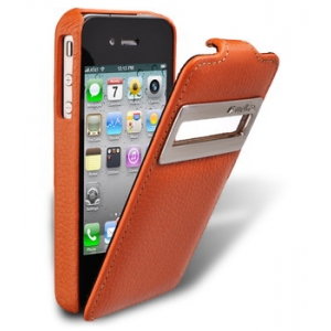 Кожаный чехол Melkco для Apple iPhone 4/4S - Jacka ID Type - оранжевый