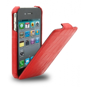 Кожаный чехол Melkco для Apple iPhone 4/4S - Jacka Type - крокодиловая кожа - красный