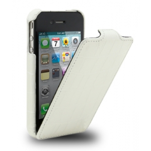 Кожаный чехол Melkco для Apple iPhone 4/4S - Jacka Type - крокодиловая кожа - белый