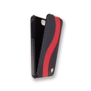 Кожаный чехол Melkco для Apple iPhone 5/5S / iPhone SE - Jacka Type Special Edition - черный с красной полосой