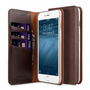 Кожаный чехол книжка Melkco для iPhone 7 Plus/8 Plus - Herman Series Book Style Case - коричневый