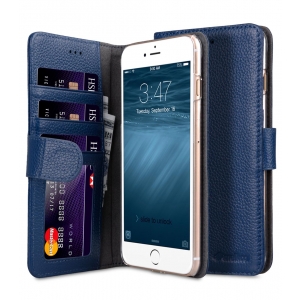 Кожаный чехол книжка Melkco для iPhone 7/8 Plus (5.5") - Wallet Book ID Slot Type - темно-синий