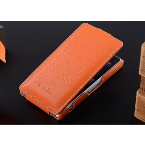 Кожаный чехол книжка Melkco для Sony Xperia Z1 Compact M51w / Z1 Mini D5503 - Jacka Type - оранжевый