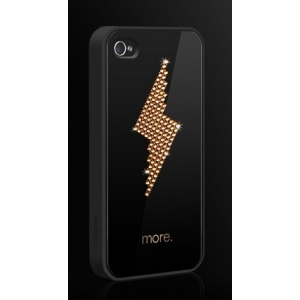 Чехол More Cubic Black Exclusive Plus для iPhone 4/4S украшенная кристаллами от SWAROVSKI® - "Золотая молния"