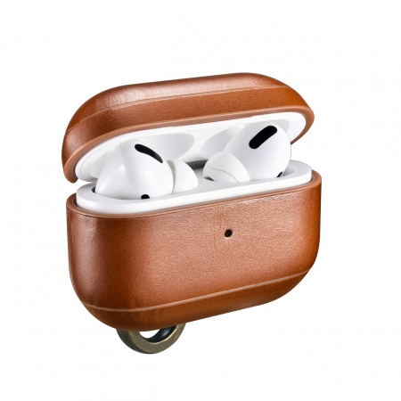 Кожаный чехол IcareR Vintage Leather Case для наушников AirPods Pro 2, коричневый