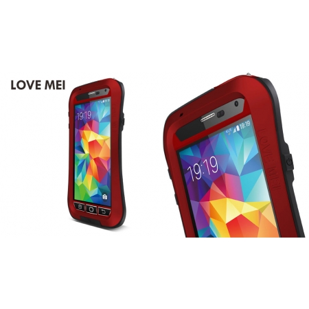 Противоударный, влагозащищенный чехол LOVE MEI POWERFUL Waistline version для Samsung Galaxy S5 - красный