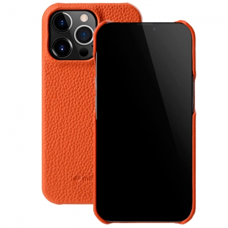 Кожаный чехол накладка Melkco Snap Cover для iPhone 15 Pro Max, оранжевый