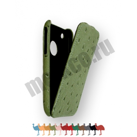 Кожаный чехол, страусиная кожа Melkco для Apple iPhone 3GS/3G - Jacka Type - оливковый