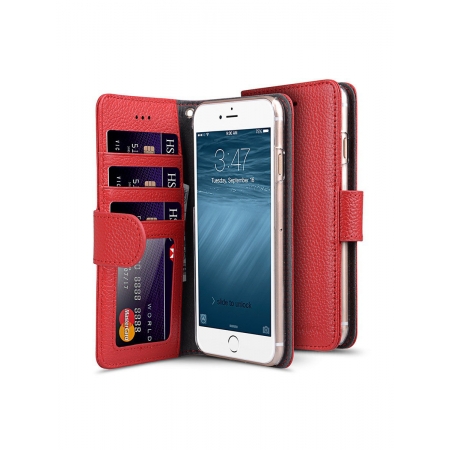Кожаный чехол книжка Melkco для iPhone 6/6S (4.7") - Wallet Book ID Card Slot - красный