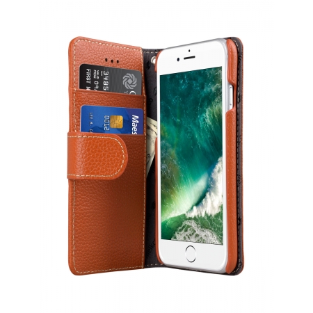 Кожаный чехол книжка Melkco для iPhone 7/8/SE 2020 - Wallet Book Type - оранжевый