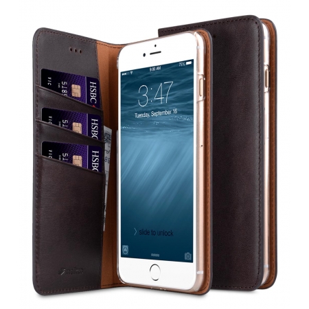 Кожаный чехол книжка Melkco для iPhone 7 Plus/8 Plus - Herman Series Book Style Case - кофейный