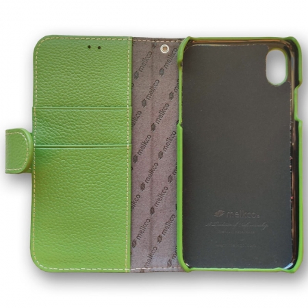 Кожаный чехол книжка Melkco для Apple iPhone Xr - Wallet Book Type - зеленый