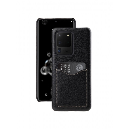 Кожаный чехол накладка Melkco для Samsung Galaxy S20 Ultra - Card Slot Back Cover V2, черный