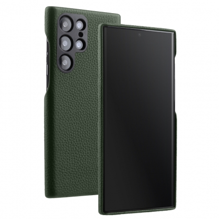 Кожаный чехол накладка Melkco для Samsung Galaxy S22 Ultra - Origin Regal Snap Cover, темно-зеленый