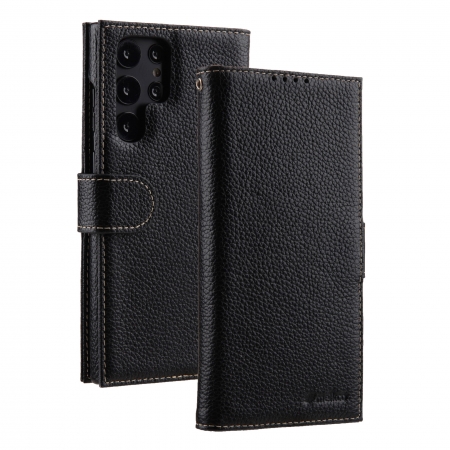 Кожаный чехол книжка Melkco Wallet Book Type для Samsung Galaxy S23 Ultra, черный
