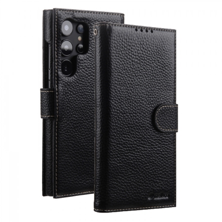 Кожаный чехол книжка Melkco Wallet Book Type ND для Samsung Galaxy S24 Ultra, черный