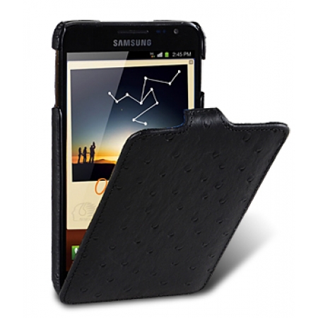 Кожаный чехол, страусиная кожа Melkco для Samsung Galaxy Note GT-N7000 / Note LTE GT-N7005 - Jacka Type - чёрный